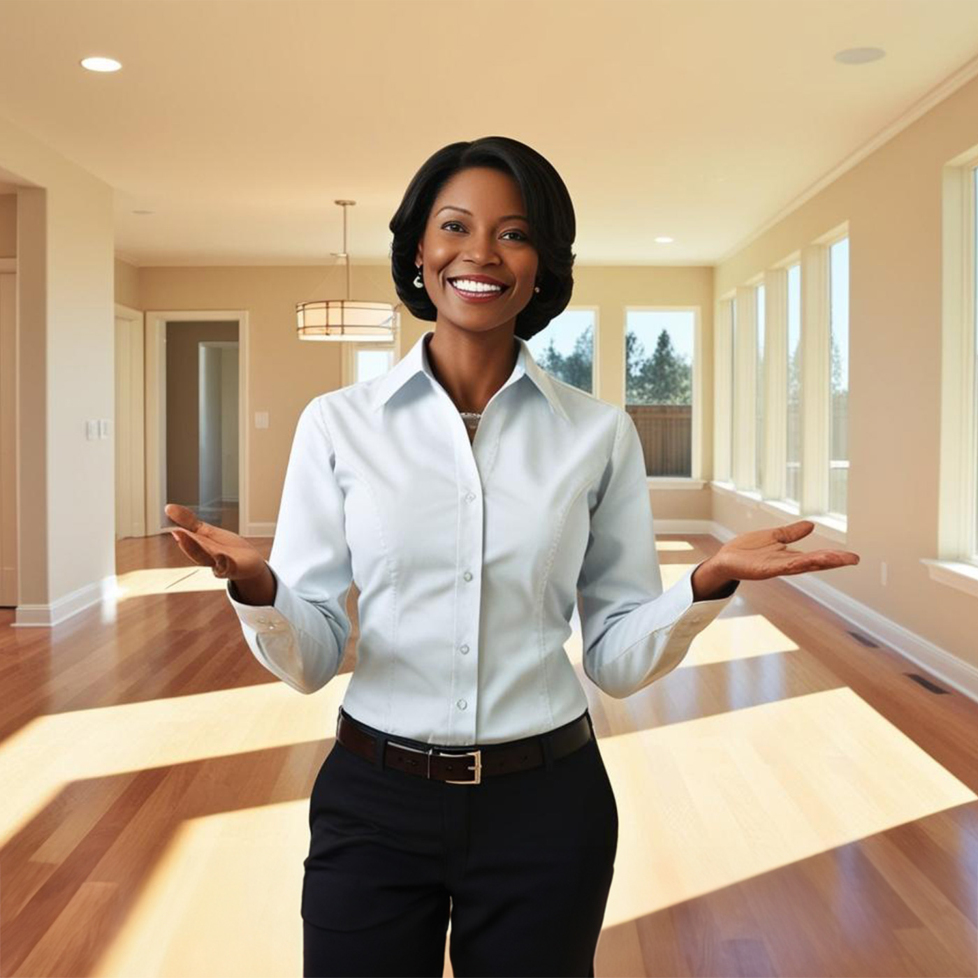 Woman standing in empty home